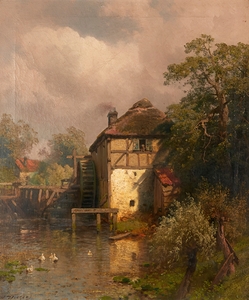 The Mill by Hermann Ottomar Herzog [1831–1932]